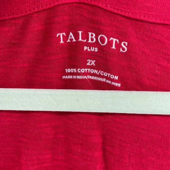 Talbots Blouse Womens Sz 2X Red Short Sleeve Paisley Studded V Neck Pullover Top - Picture 8 of 9